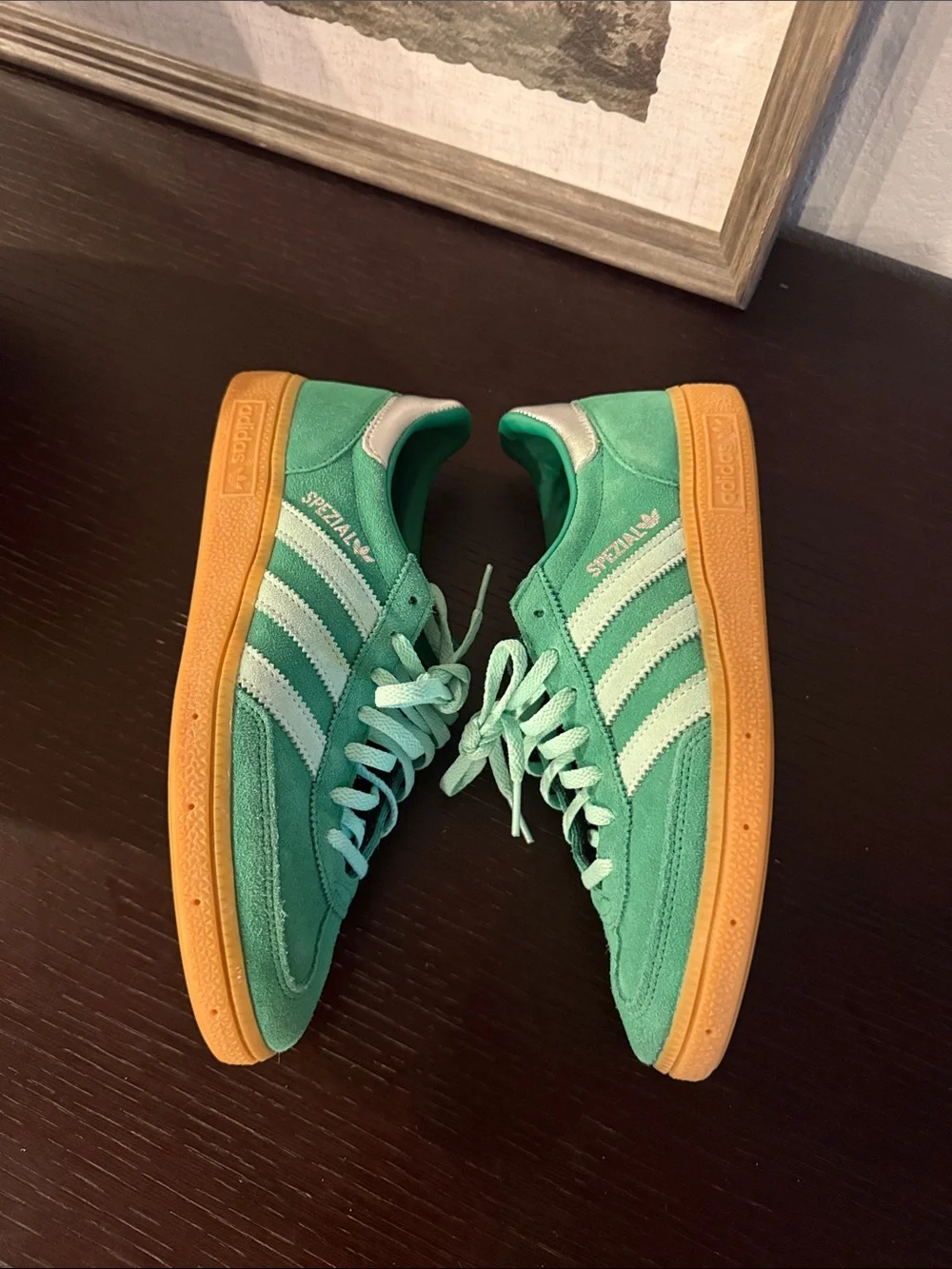 adidas Green Suede Sneakers with Gum Sole